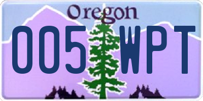 OR license plate 005WPT