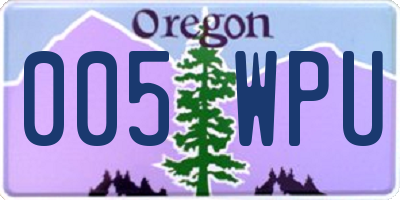 OR license plate 005WPU