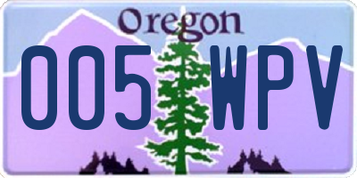 OR license plate 005WPV