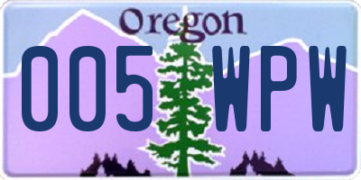 OR license plate 005WPW
