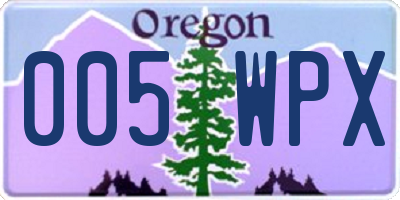 OR license plate 005WPX