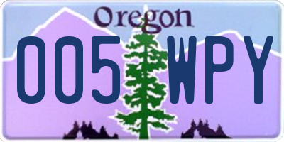 OR license plate 005WPY