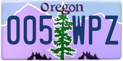 OR license plate 005WPZ