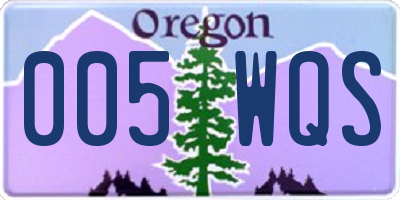 OR license plate 005WQS