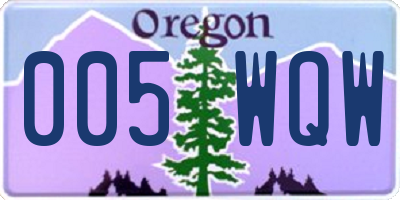 OR license plate 005WQW