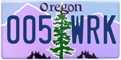 OR license plate 005WRK