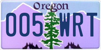 OR license plate 005WRT
