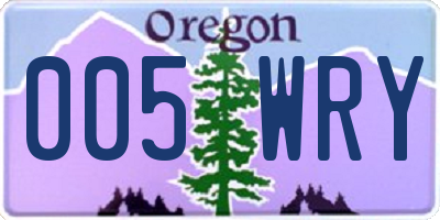 OR license plate 005WRY