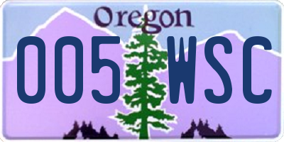 OR license plate 005WSC