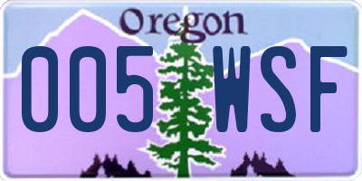 OR license plate 005WSF