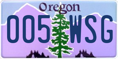 OR license plate 005WSG
