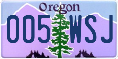 OR license plate 005WSJ