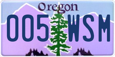 OR license plate 005WSM