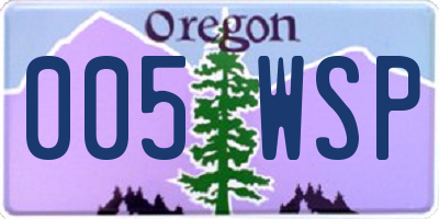 OR license plate 005WSP