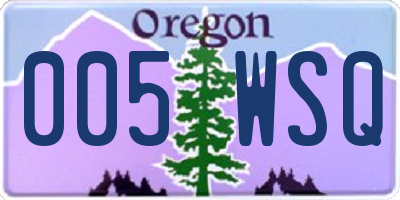 OR license plate 005WSQ