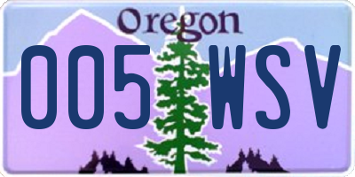 OR license plate 005WSV