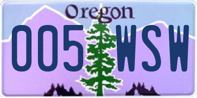 OR license plate 005WSW
