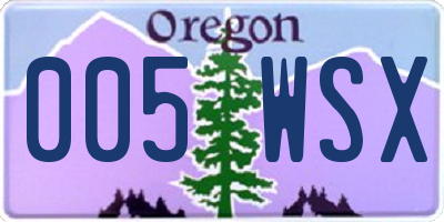 OR license plate 005WSX
