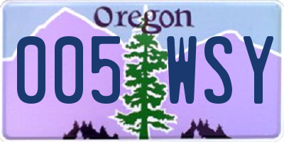 OR license plate 005WSY