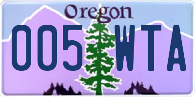 OR license plate 005WTA