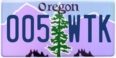 OR license plate 005WTK
