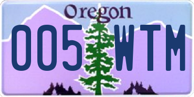 OR license plate 005WTM