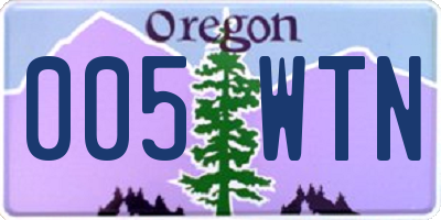 OR license plate 005WTN