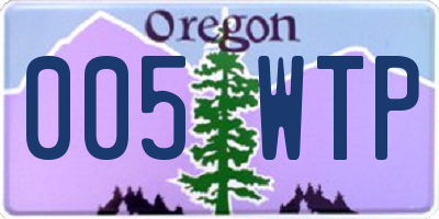 OR license plate 005WTP