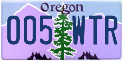 OR license plate 005WTR