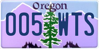 OR license plate 005WTS