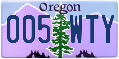 OR license plate 005WTY