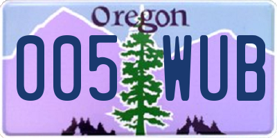 OR license plate 005WUB