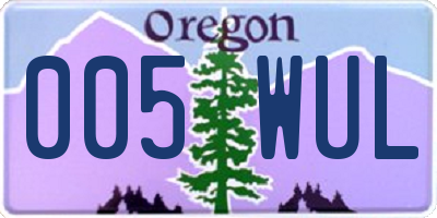 OR license plate 005WUL