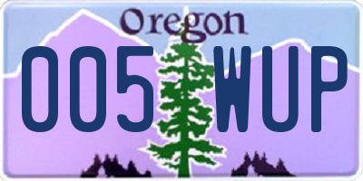 OR license plate 005WUP