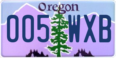OR license plate 005WXB