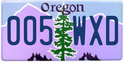 OR license plate 005WXD