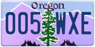 OR license plate 005WXE