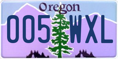 OR license plate 005WXL