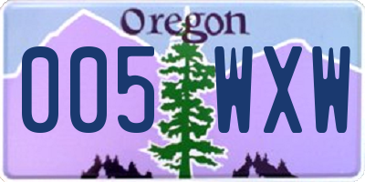 OR license plate 005WXW