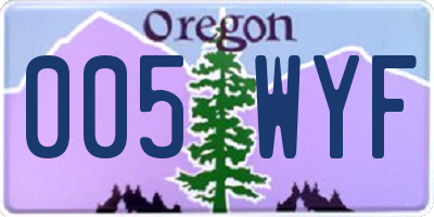 OR license plate 005WYF