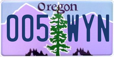 OR license plate 005WYN