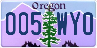 OR license plate 005WYO