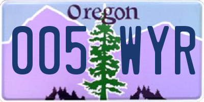 OR license plate 005WYR