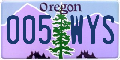 OR license plate 005WYS