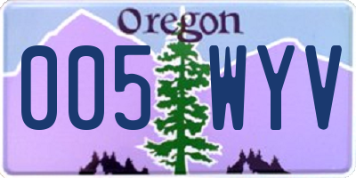 OR license plate 005WYV