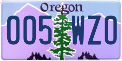 OR license plate 005WZO