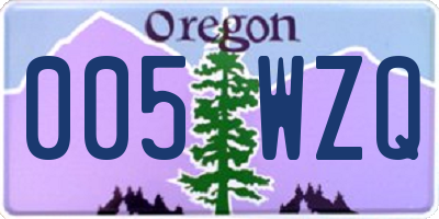 OR license plate 005WZQ