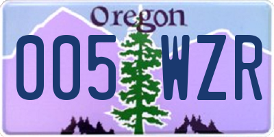 OR license plate 005WZR