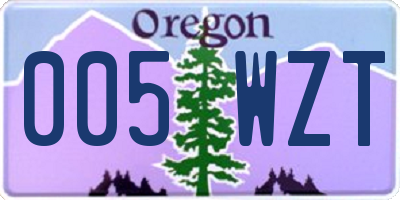 OR license plate 005WZT