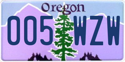 OR license plate 005WZW